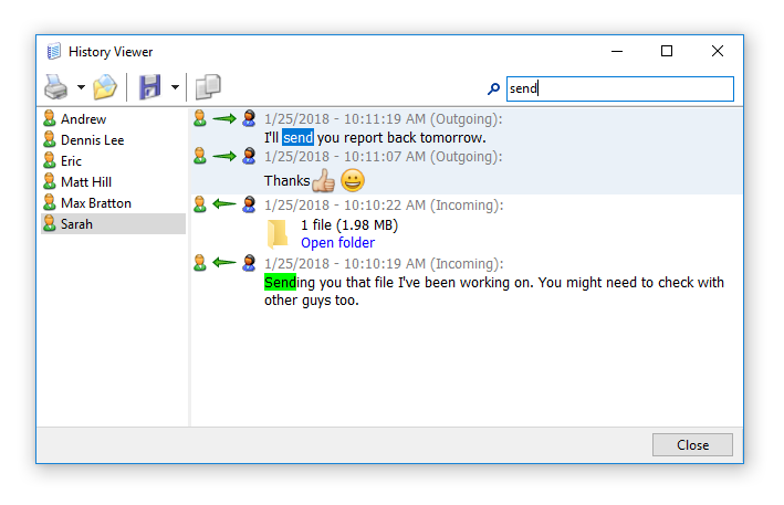 Messenger History in Softros LAN Messenger Messenger History in Softros LAN Messenger